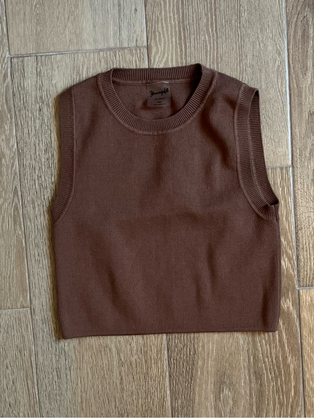 Brown Sleeveless Knit Top
